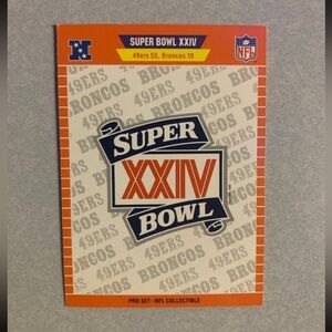 Vintage 1990 Pro Set Football #XXIV Super Bowl XXIV Logo 49er/ Broncos